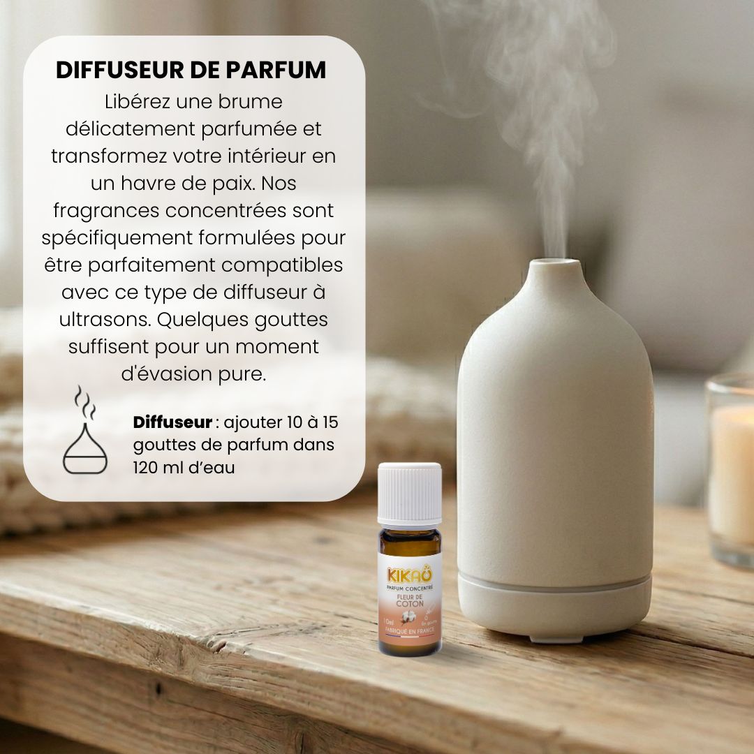 KIKAO - Parfum Fleur de Coton Concentré - Multi-Usages - 10ml